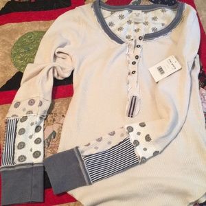 BNWT Free People Railroad Henley S in ivory